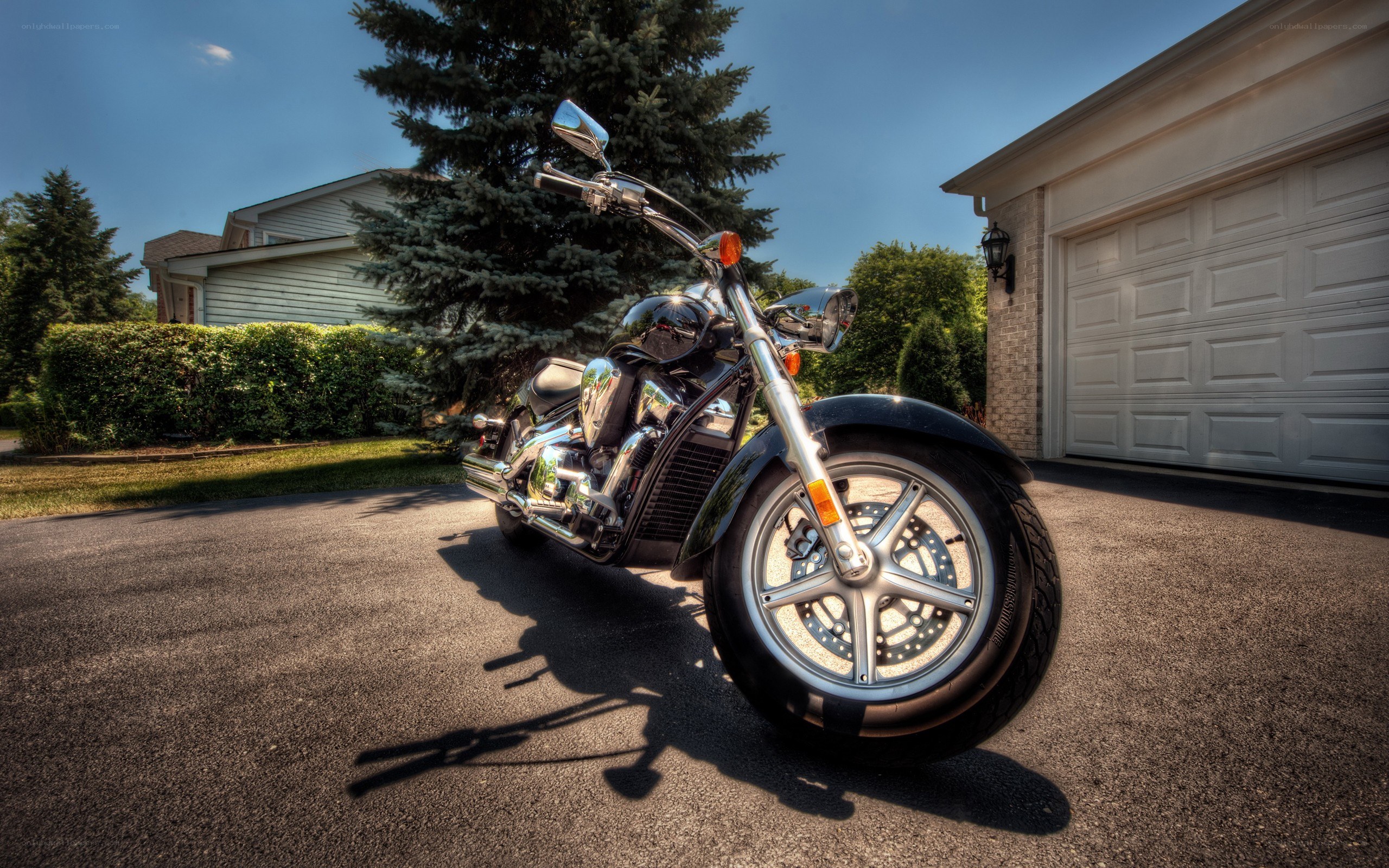 motorcycle in driveway