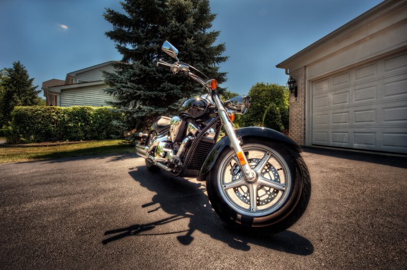 motorcycle in driveway