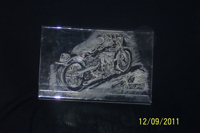 Motorcycle in Glass Block