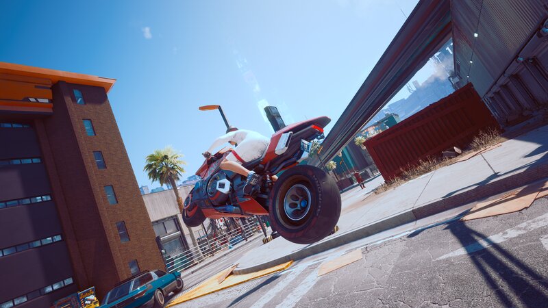 Motorcycle in Mid-air — Blue