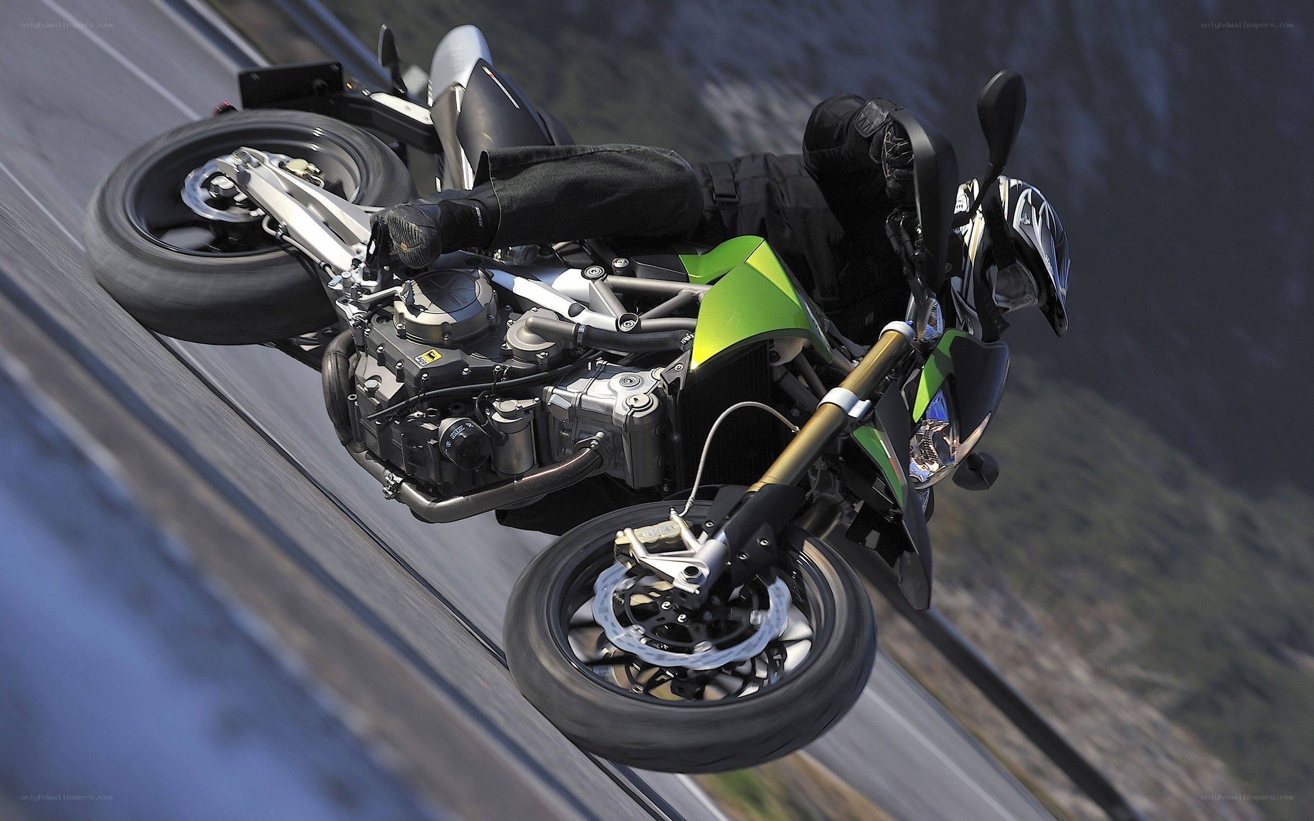 Motorcycle in mid-air stunt