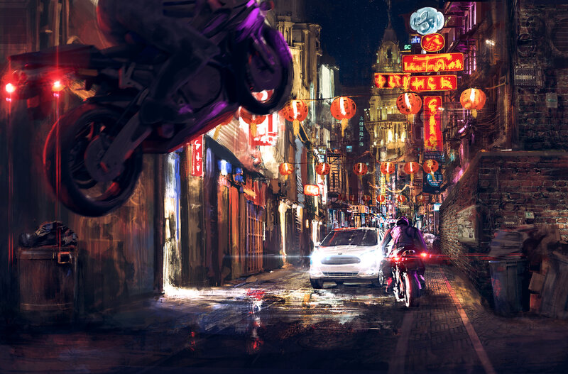 Motorcycle in Mid-air