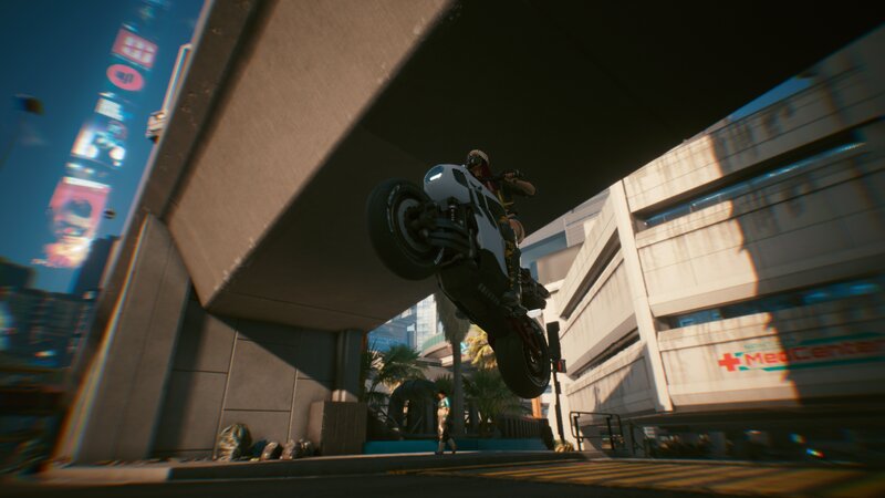 Motorcycle in Mid-air — White