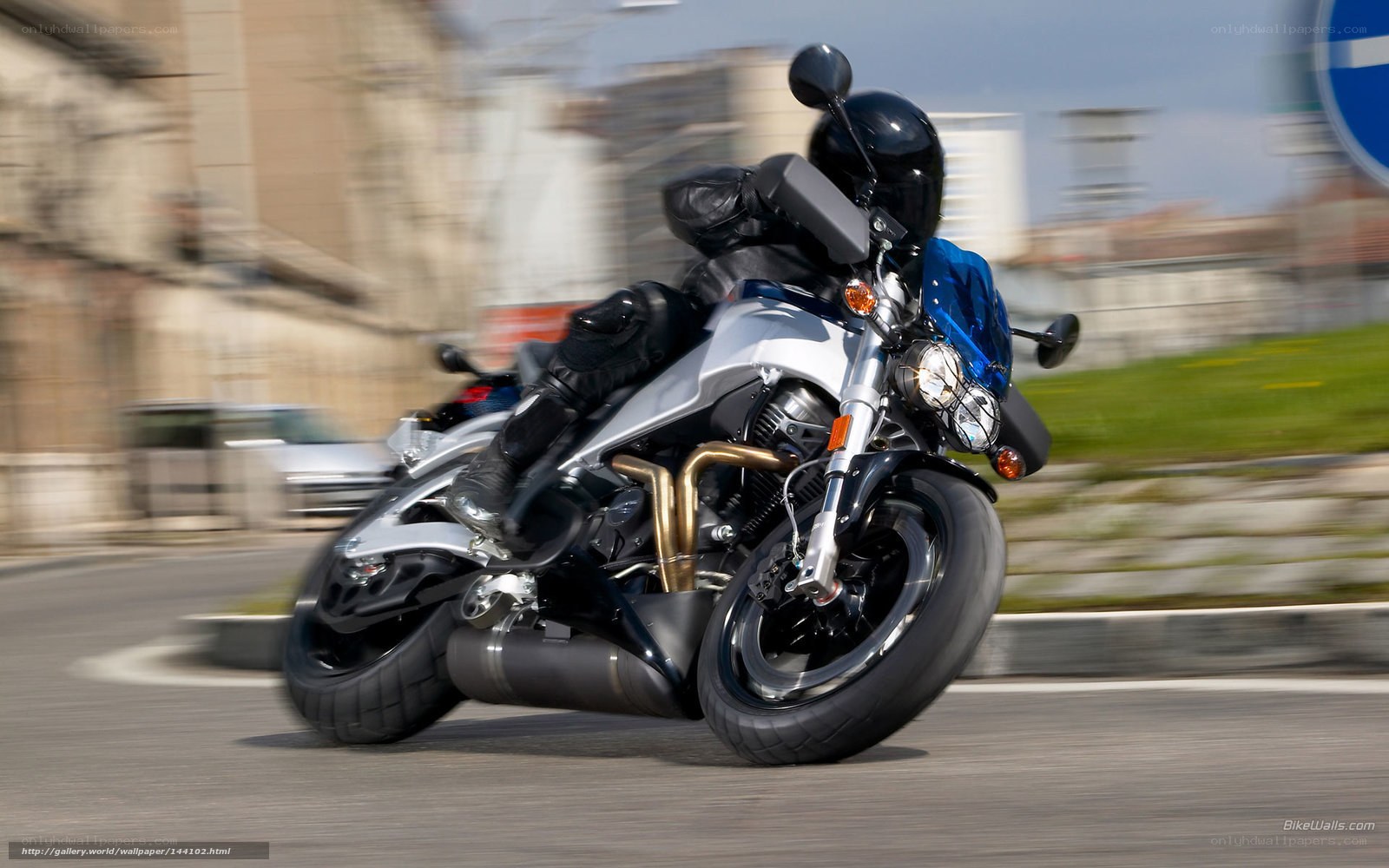 motorcycle in motion on city street