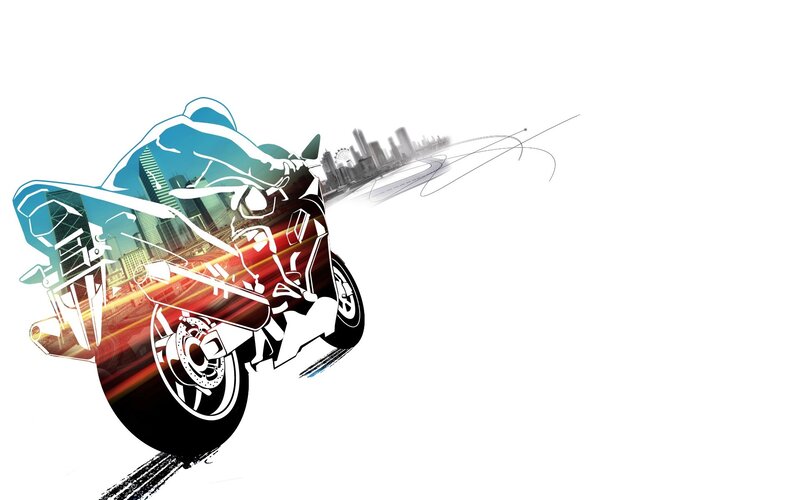 Motorcycle in Motion — White