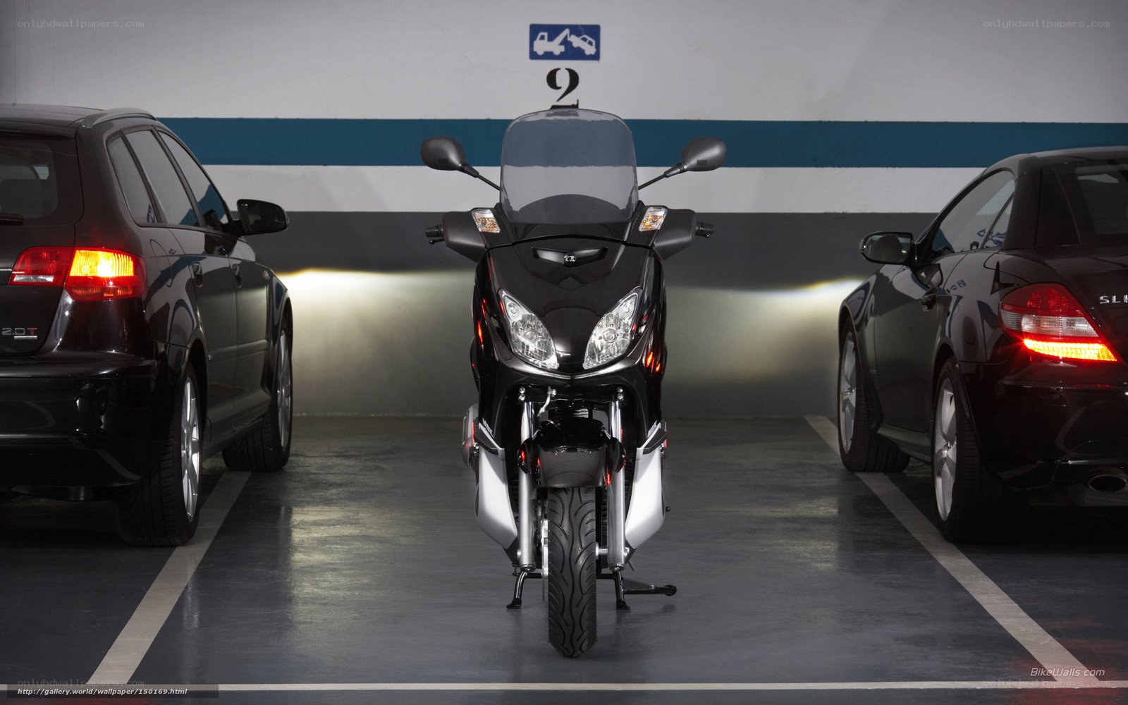 Motorcycle in parking garage
