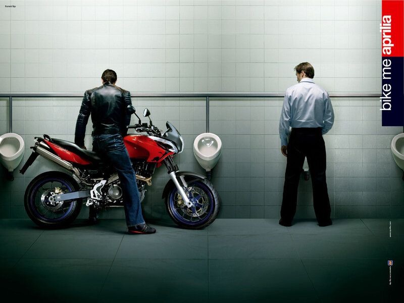 Motorcycle in the restroom