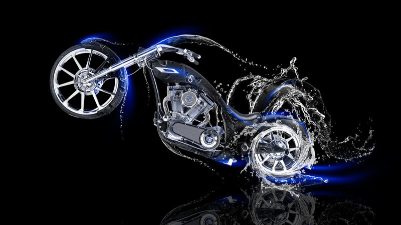 Motorcycle in Water — Black