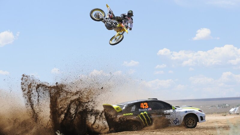 Motorcycle Mid-air Jump — Blue