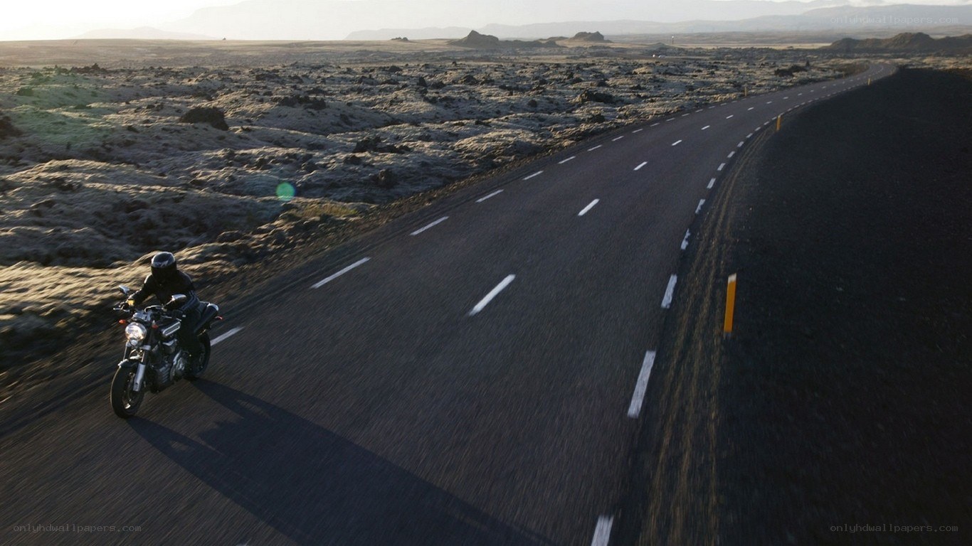 Motorcycle on a desert road
