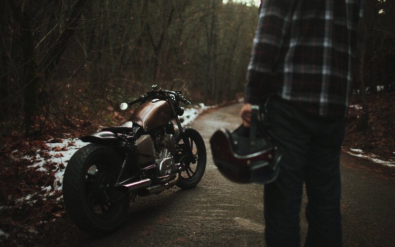 Motorcycle on a forest path