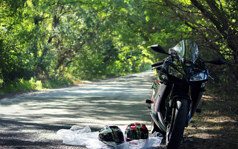 Motorcycle on a forest road
