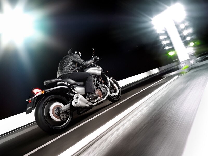 Motorcycle on a Road — Black, Dramatic