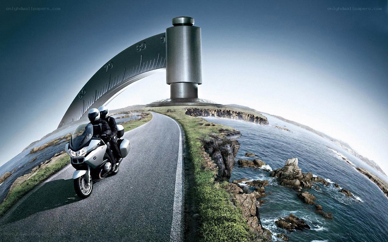 Motorcycle on coastal road