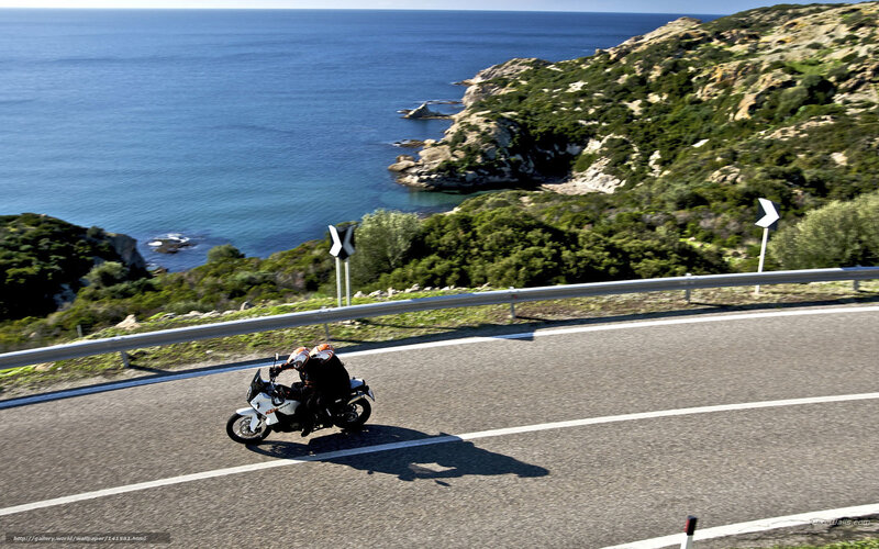 Motorcycle on coastal road