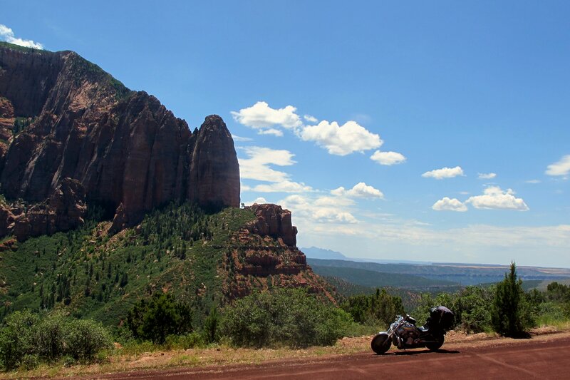 Motorcycle on Dirt Road — Blue, Serene