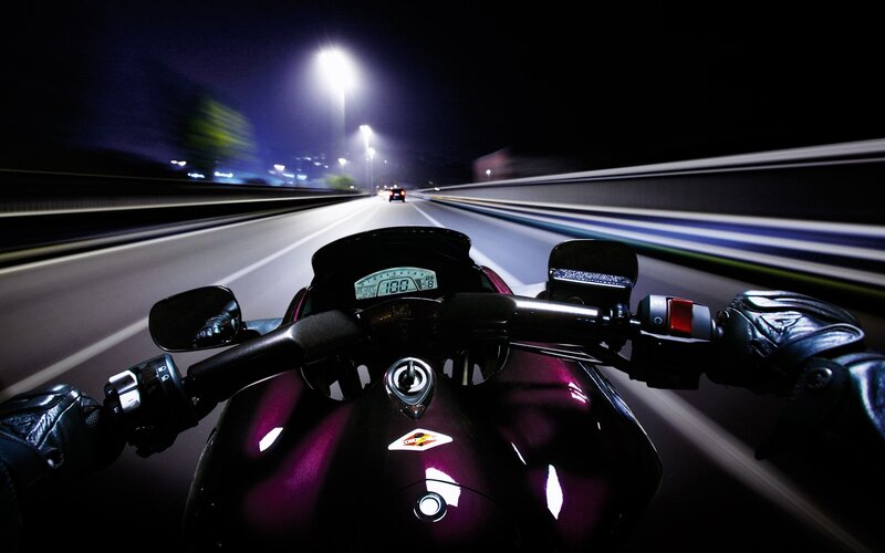 Motorcycle on Highway — Black, Dynamic