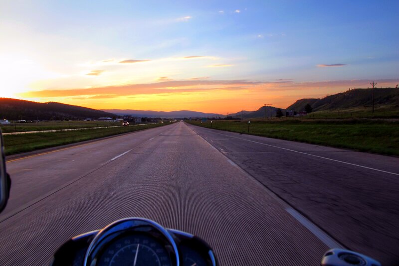 Motorcycle on Highway — Orange