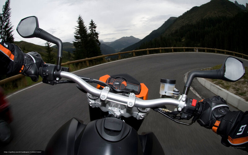 Motorcycle on Mountain Road — Black