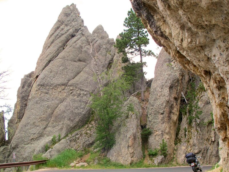 Motorcycle on Mountain Road — Gray, Natural