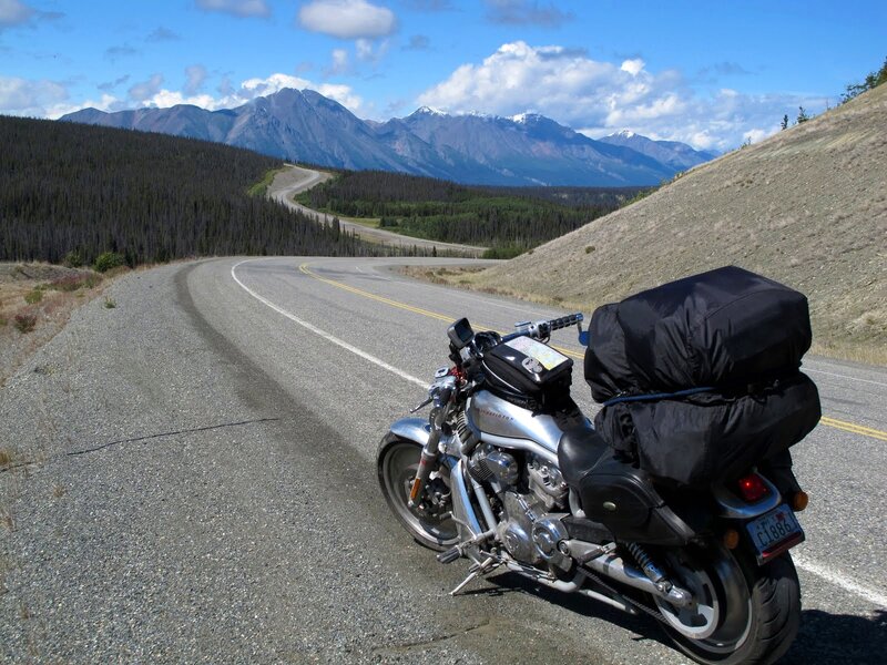 Motorcycle on Mountain Road — Gray