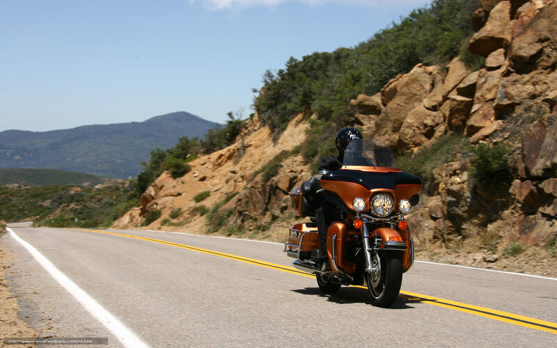 Motorcycle on Mountain Road — Orange