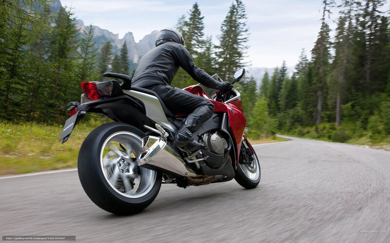 Motorcycle on Mountain Road — Red
