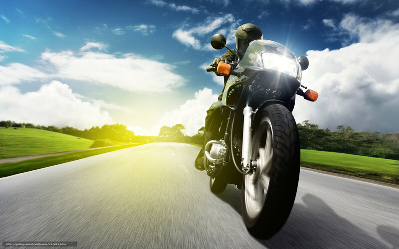 Motorcycle on Open Road — Blue, Dynamic