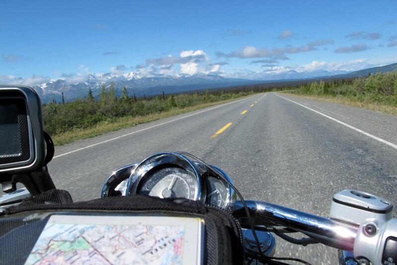 Motorcycle on Open Road — Blue