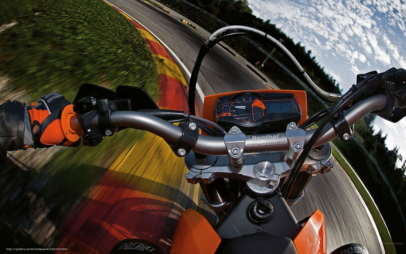 Motorcycle on Racetrack — Orange, Dynamic