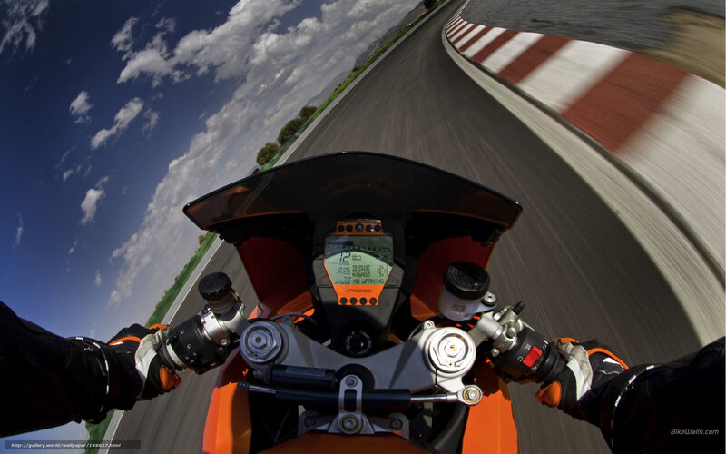 Motorcycle on Racetrack — Orange