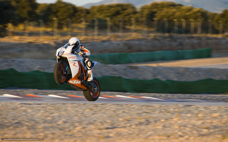 Motorcycle on Racetrack — White, Dynamic, Sunset
