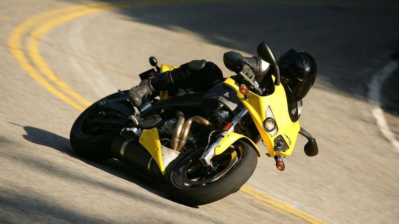 Motorcycle on Racetrack — Yellow, Dynamic, Afternoon, Photograph