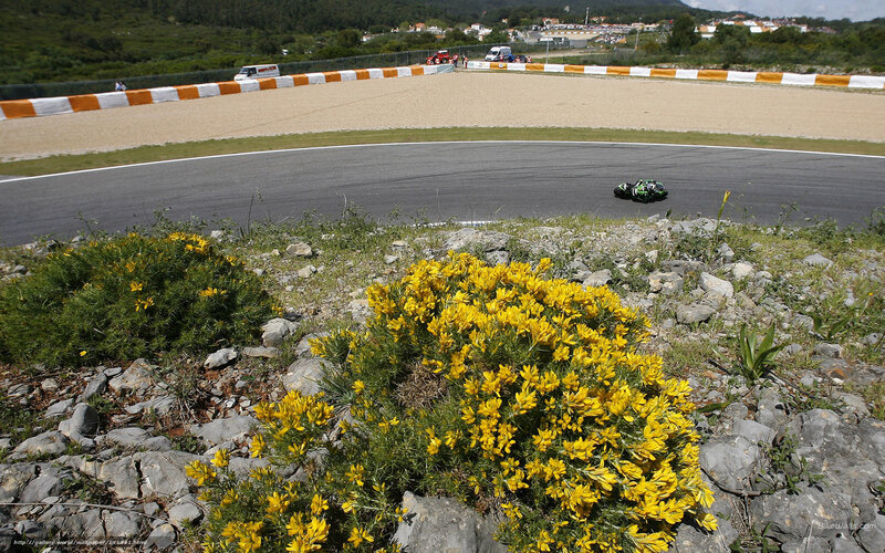 Motorcycle on Racetrack — Yellow