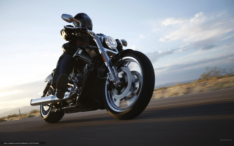Motorcycle on Road — Black, Dynamic, Sunset