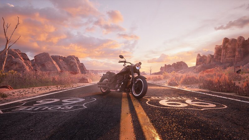 Motorcycle on Road — Orange
