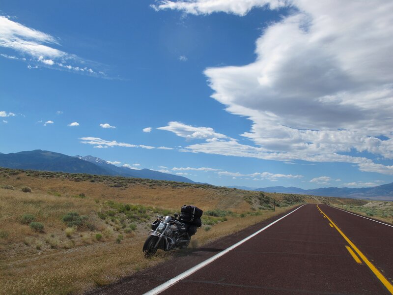 Motorcycle on Roadside — Blue