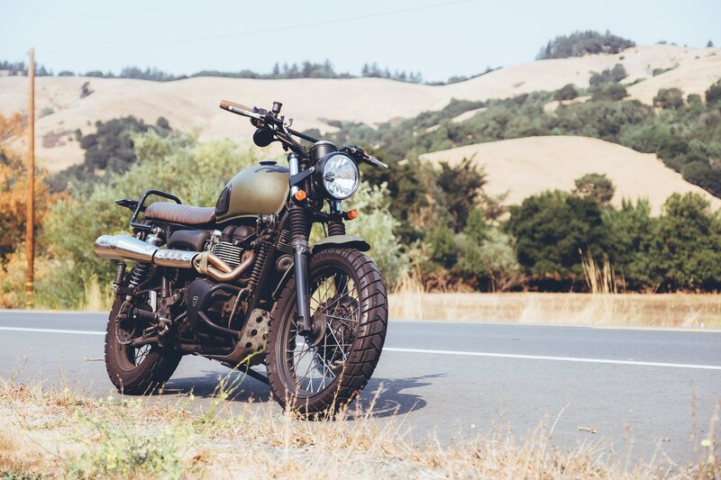 Motorcycle on Roadside — Brown