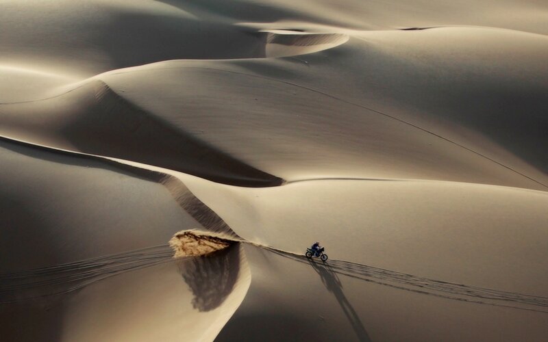 Motorcycle on sand dunes