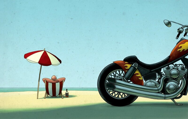 Motorcycle on the beach