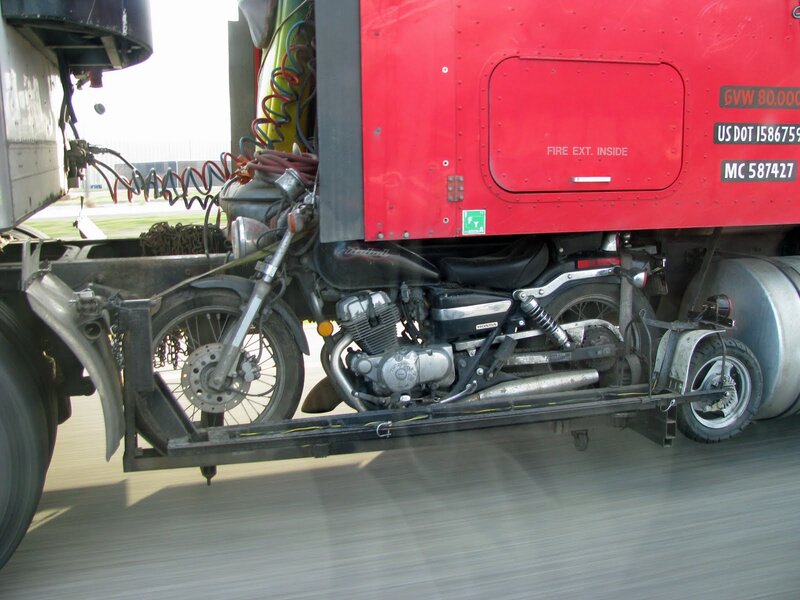 Motorcycle on Truck Trailer