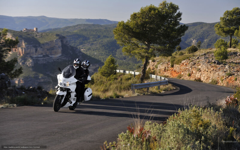 Motorcycle on winding mountain road
