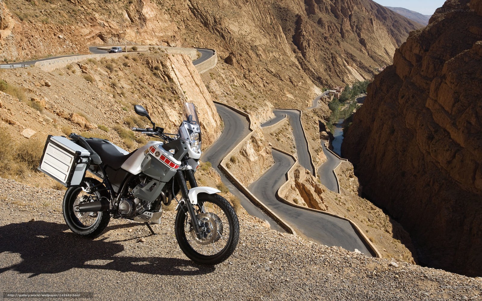Motorcycle on winding mountain road