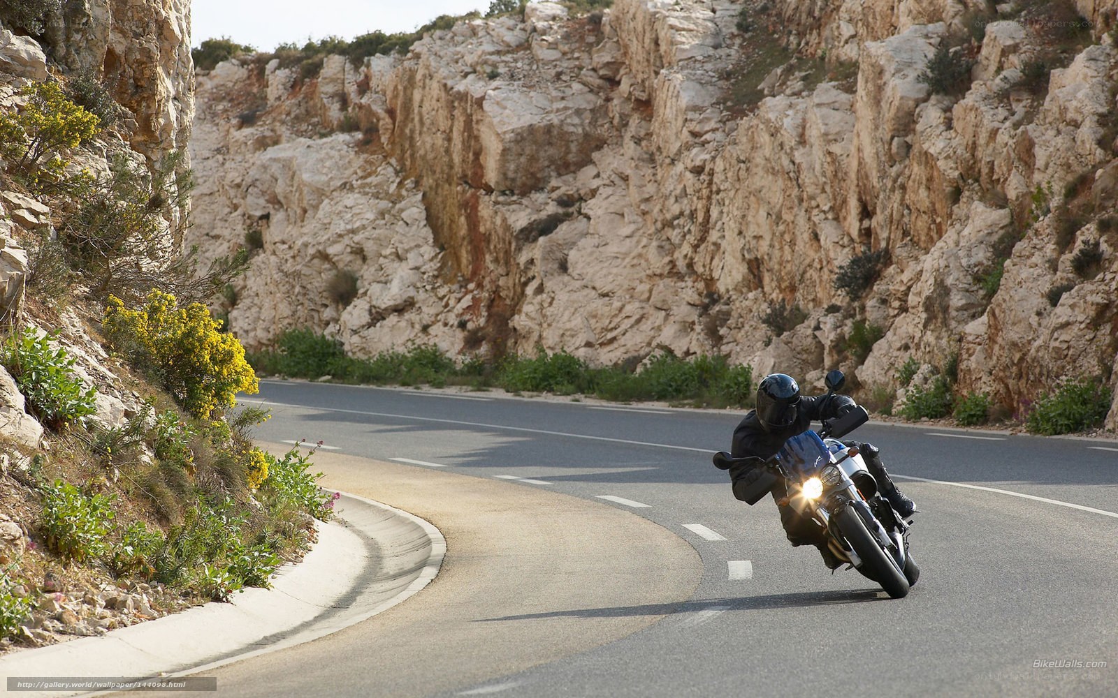 Motorcycle on winding mountain road