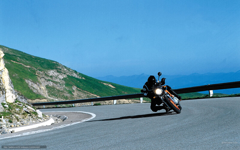 Motorcycle on winding mountain road