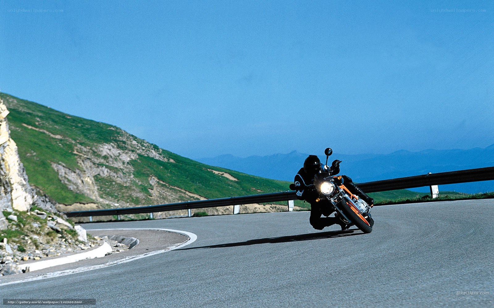 Motorcycle on winding mountain road