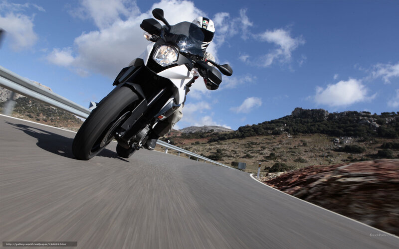 Motorcycle on Winding Road — Blue