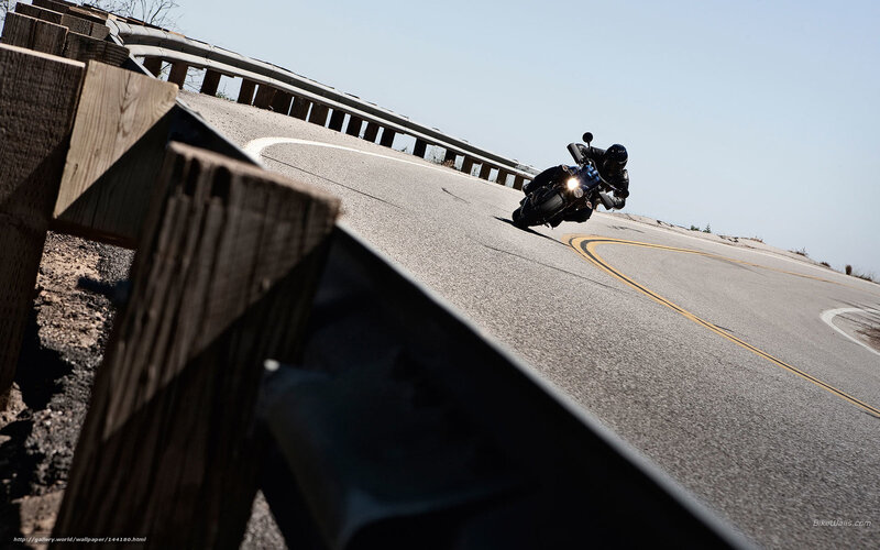 Motorcycle on Winding Road — Gray, Dynamic, Afternoon