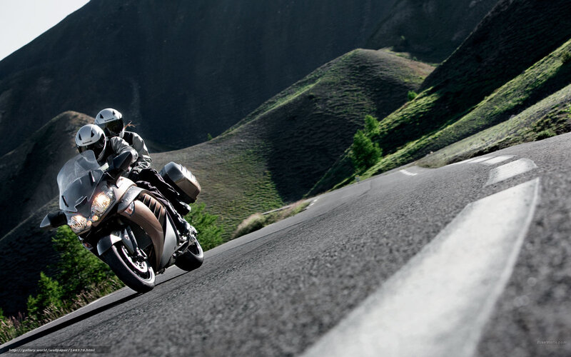 Motorcycle on Winding Road — Gray