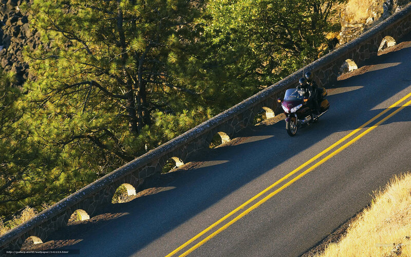 Motorcycle on Winding Road — Green